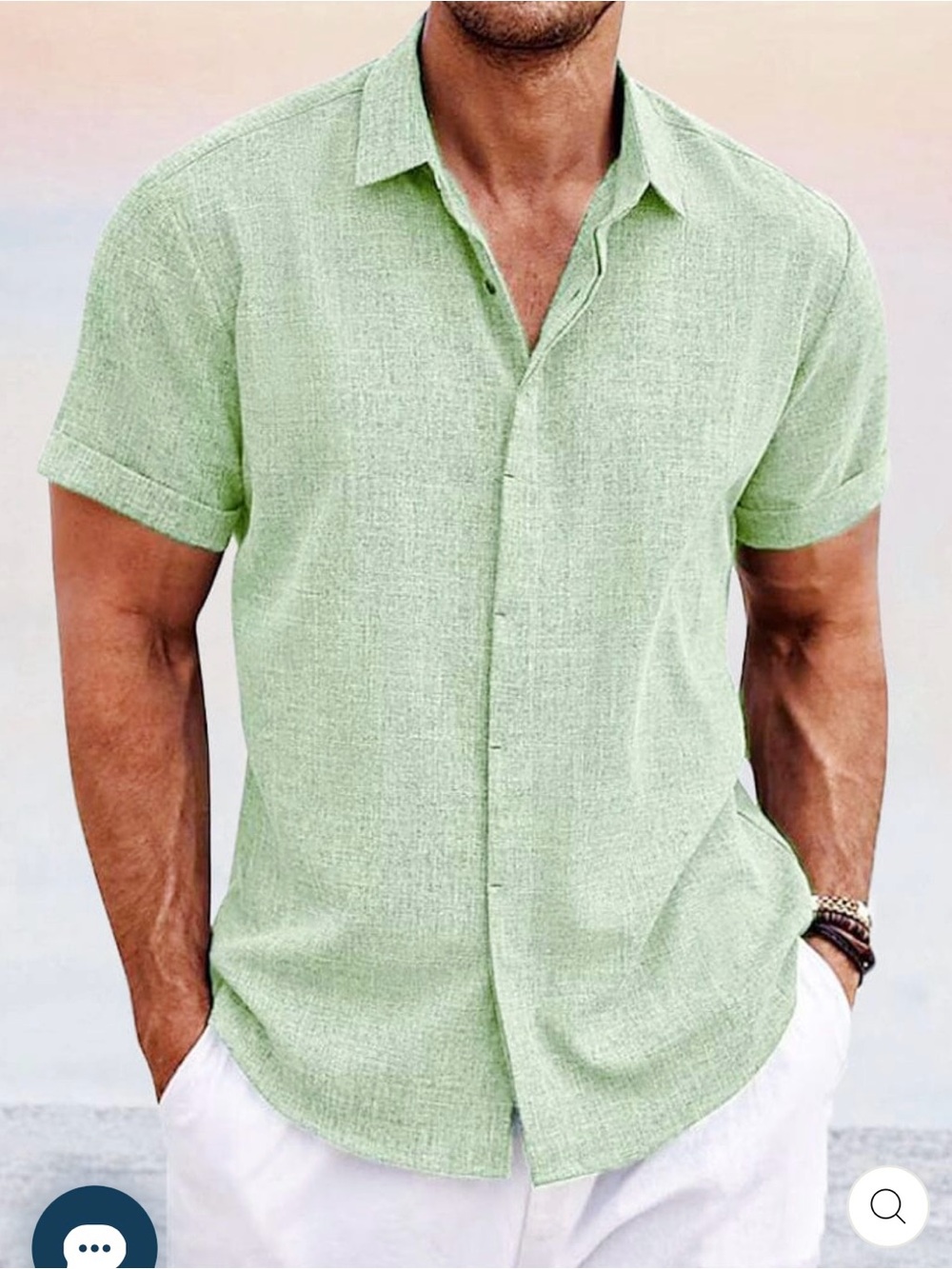 COOFANDY Men's Casual Button-Down Shirt in Light Mint Green